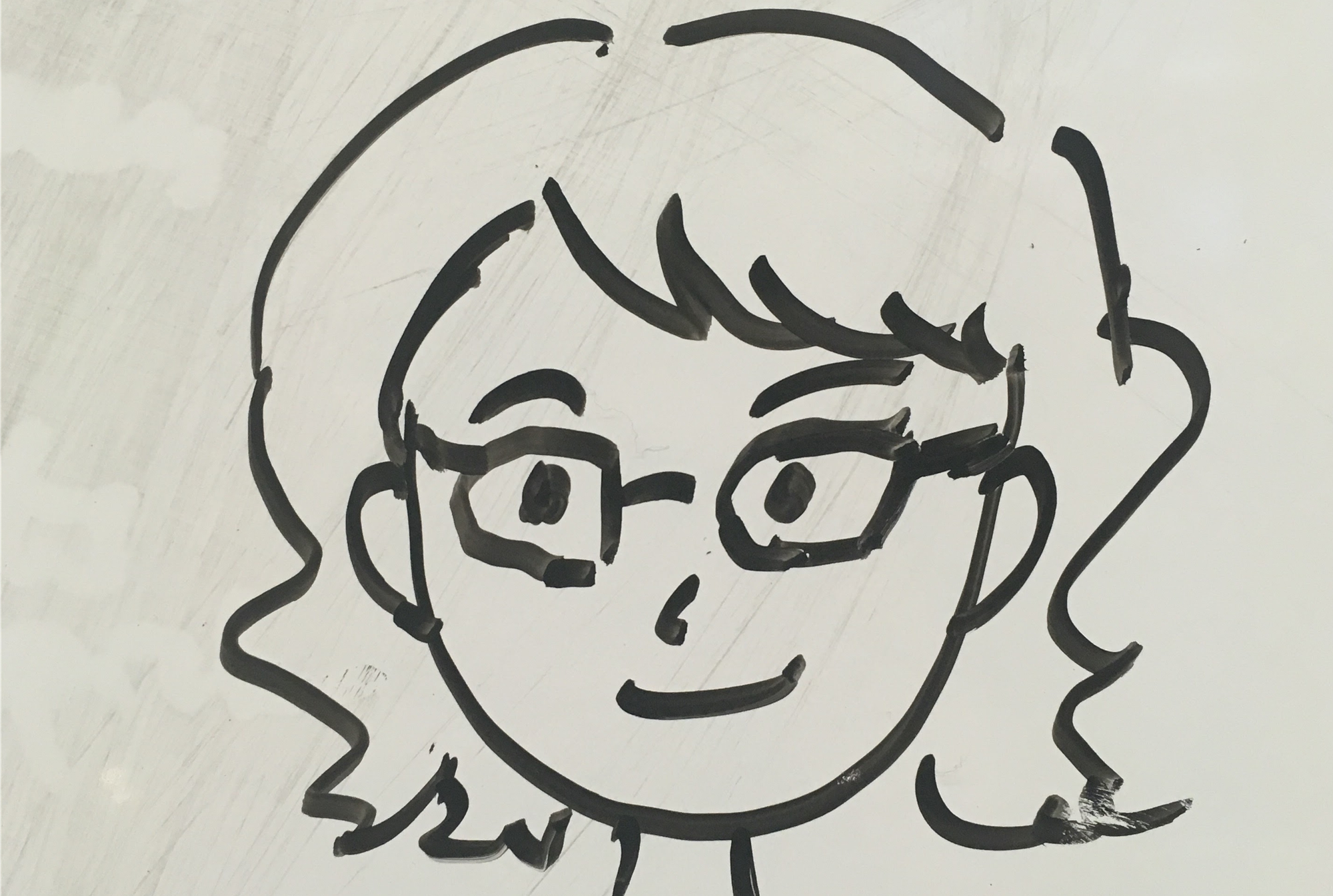 A doodle portrait on whiteboard